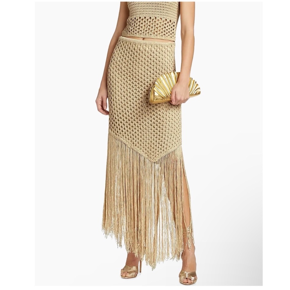 A. L.C. Gold Crochet Fringe Maxi
Skirt NEW